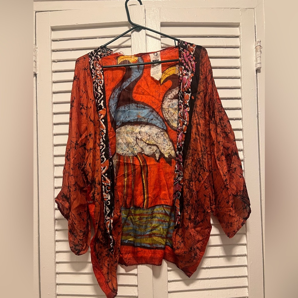 Vibrant Indian Silk Multicolor Kimono